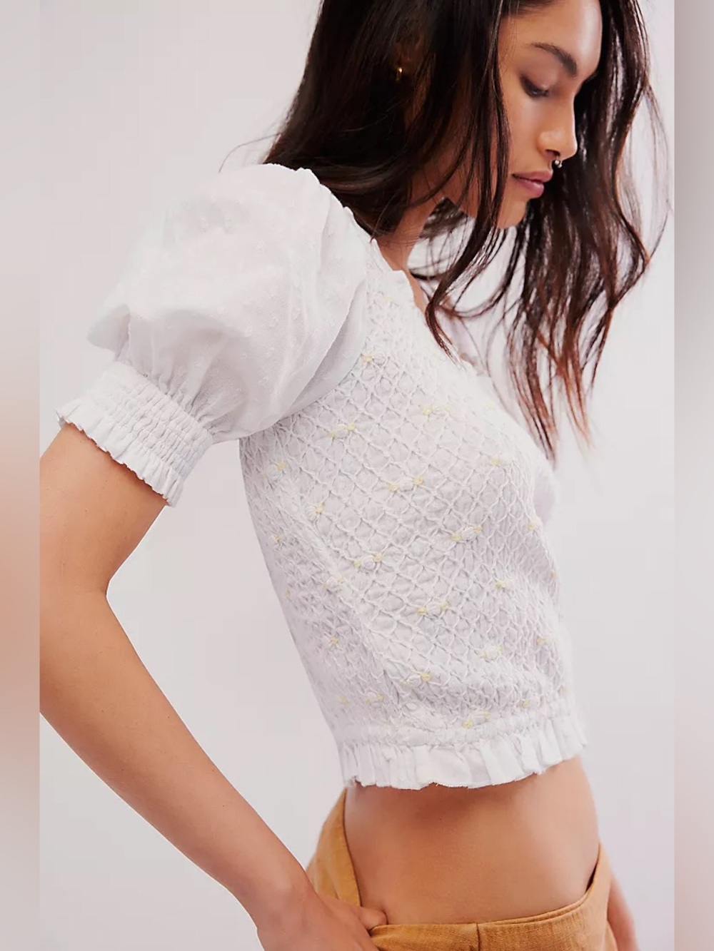 Free People Cecelia Embroidered Romantic Cottegecore Top Blouse NWOT Size - S